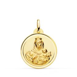 Medalla Oro 18kts Virgen Del Carmen Bisel 22mm P5002-122