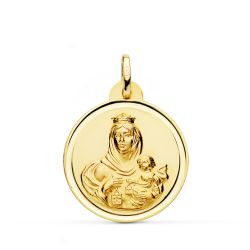 Medalla Oro 18kts Virgen Del Carmen Bisel 24mm P5002-124