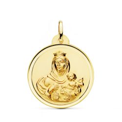 Medalla Oro 18kts Virgen Del Carmen Bisel 26mm P5002-126