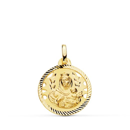 Medalla Oro 18kts Virgen Del Carmen Calada 18mm P5002-418