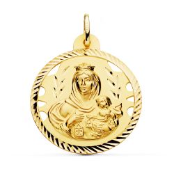 Medalla Oro 18kts Virgen Del Carmen Calada 30mm P5002-430