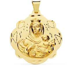 Medalla Oro 18kts Virgen Del Carmen Calada 42mm P5002-542