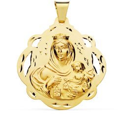Medalla Oro 18kts Virgen Del Carmen Calada 42mm P5002-642