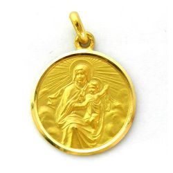 Medalla Oro 18kts Virgen Del Carmen Manto 22mm M1/11/145/22