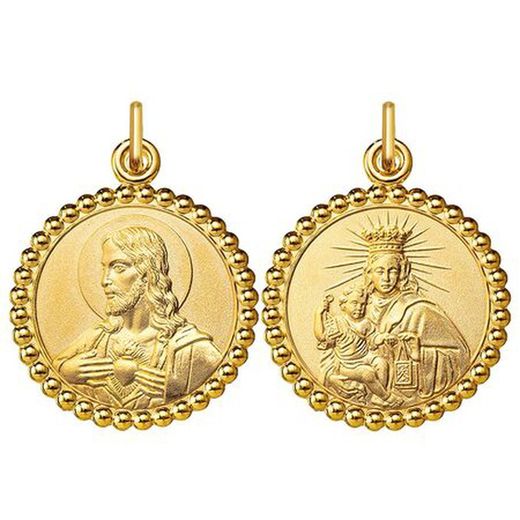 18kts Gold Medal Virgin of Carmen - Sacred Heart Argyor MRM 20mm (18)1270575-20mm Ball Border