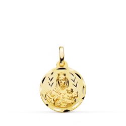 Medalla Oro 18kts Virgen Del Carmen Tallada 16mm P5002-316