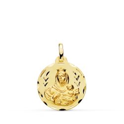 Medalla Oro 18kts Virgen Del Carmen Tallada 18mm P5002-318