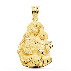 Medalla Oro 18kts Virgen Del Carmen Tallada 24x19mm P5027-325