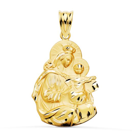 Medalla Oro 18kts Virgen Del Carmen Tallada 24x19mm P5027-325