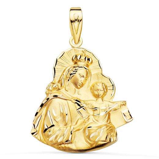 Medalla Oro 18kts Virgen Del Carmen Tallada 25x23mm P5028-325