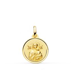 Medalla Oro 18kts Virgen del Perpetuo Socorro Bisel 16mm P3008-116