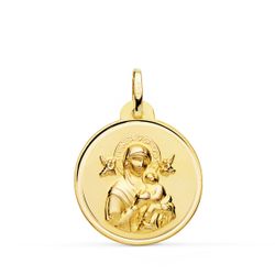 Medalla Oro 18kts Virgen del Perpetuo Socorro Bisel 22mm P3008-122