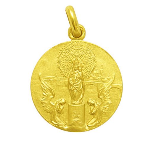 Medalla Oro 18kts Virgen Del Pilar 18mm M1/1/9/18