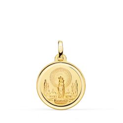 Medalla Oro 18kts Virgen del Pilar Bisel 18mm P3060-118