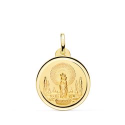 Medalla Oro 18kts Virgen del Pilar Bisel 20mm P3060-120
