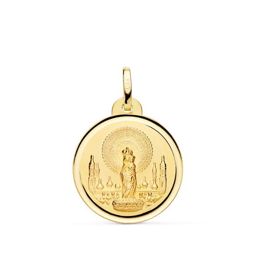Medalla Oro 18kts Virgen del Pilar Bisel 20mm P3060-120