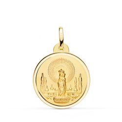 Medalla Oro 18kts Virgen del Pilar Bisel 22mm P3060-122