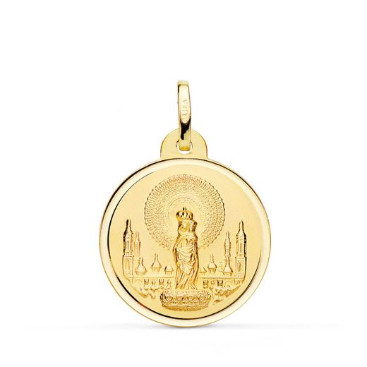 Medalla Oro 18kts Virgen del Pilar Bisel 22mm P3060-122