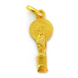 Medalla Oro 18kts Virgen Del Pilar Silueta 20mm M1/35/9/20