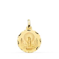 Medalla Oro 18kts Virgen del Pilar Tallada 18mm P3060-318