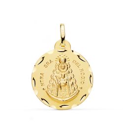 Medalla Oro 18kts Virgen del Rocio Tallada 24mm P3048-324