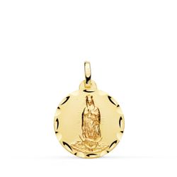 Medalla Oro 18kts Virgen Guadalupe Tallada P6064-318 18mm