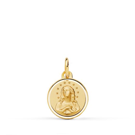 Medalla Oro 18kts Virgen Inmaculada Bisel 12mm P8064-112