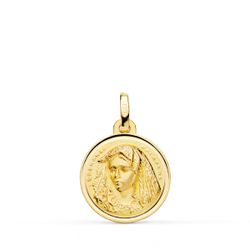 Medalla Oro 18kts Virgen Macarena Bisel 16mm P3020-116