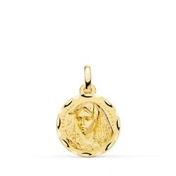 Medalla Oro 18kts Virgen Macarena Tallada 16mm P3020-316