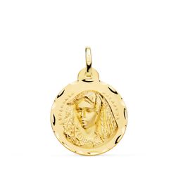 Medalla Oro 18kts Virgen Macarena Tallada 20mm P3020-320