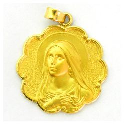 Medalla Oro 18kts Virgen Maria Bisel 27mm M1/6/144/27