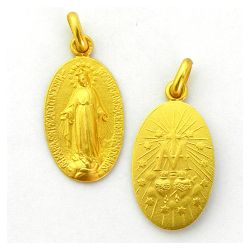 Medalla Oro 18kts Virgen Milagrosa Oval 20mm M1/7/18/20