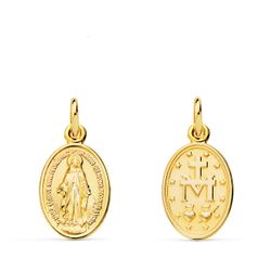 Medalla Oro 18kts Virgen Milagrosa Ovalada 17x10mm P6281-014
