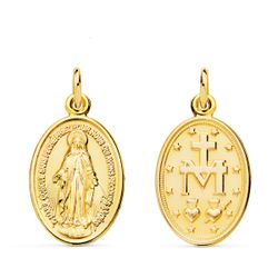 Medalla Oro 18kts Virgen Milagrosa Ovalada 24x14mm P6281-020