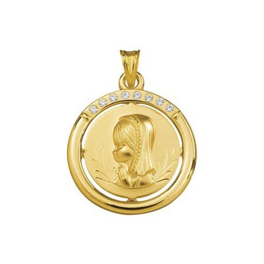 18kt Gold Medal Virgin Girl Argyor MRM 20mm (18)1801104 Zirconias