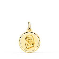 Medalla Oro 18kts Virgen Niña Bisel 16mm P9194-116