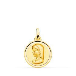 Medalla Oro 18kts Virgen Niña Bisel 16mm P9197-116