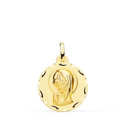 Medalla Oro 18kts Virgen Niña Bisel 16mm P9199-316