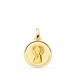 Medalla Oro 18kts Virgen Niña Bisel 16mm P9200-116