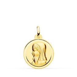 Medalla Oro 18kts Virgen Niña Bisel 18mm P9191-118