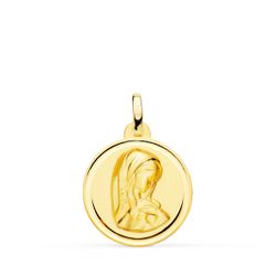 Medalla Oro 18kts Virgen Niña Bisel 18mm P9193-118