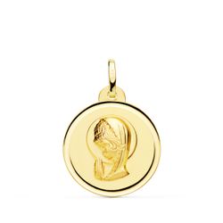 Medalla Oro 18kts Virgen Niña Bisel 20mm P9199-120