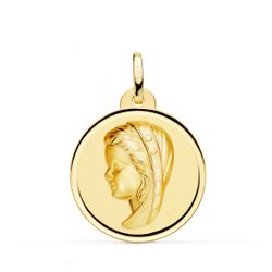 Medalla Oro 18kts Virgen Niña Bisel 24mm P9192-124