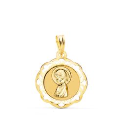 Medalla Oro 18kts Virgen Niña Cerco Calado P9256-VN22 20x18mm