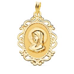 Medalla Oro 18kts Virgen Niña Cerco Calado P9260-VN10 31x21mm