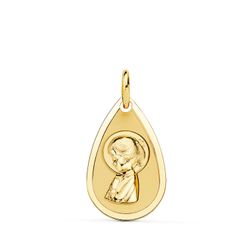 Medalla Oro 18kts Virgen Niña Forma Gota 19x11mm P9189-819