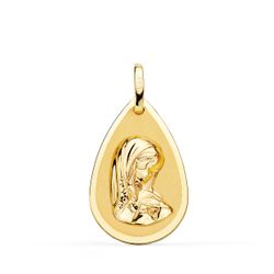 Medalla Oro 18kts Virgen Niña Forma Gota 23x15mm P9175-823