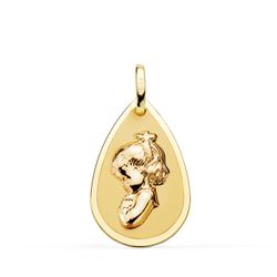 Medalla Oro 18kts Virgen Niña Forma Gota 23x15mm P9179-823