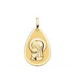 Medalla Oro 18kts Virgen Niña Forma Gota 23x15mm P9185-823