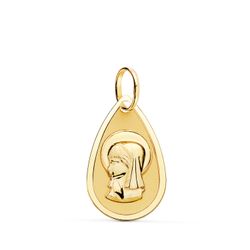 Medalla Oro 18kts Virgen Niña Forma Gota Tallada 19x11mm P9185-819